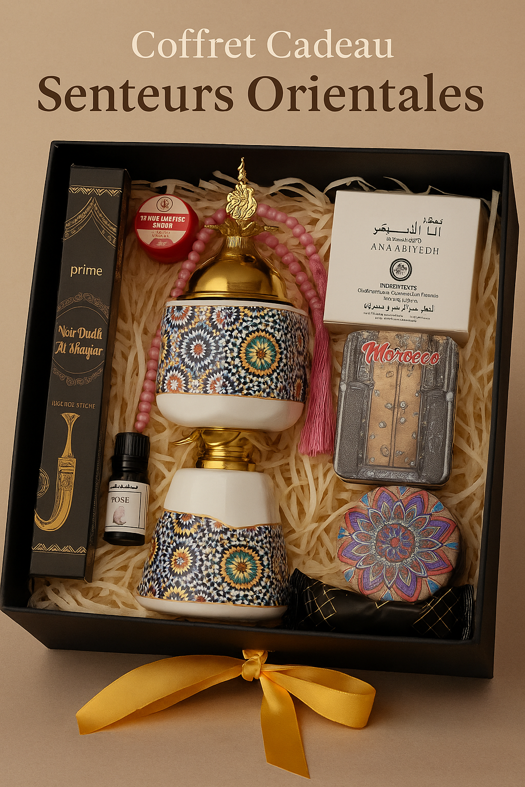Coffrets cadeaux Senteurs Orientales -Encens, Bougie& Soins du Maroc