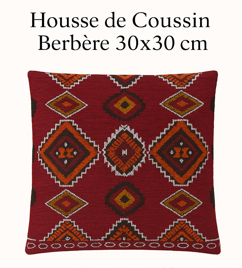 Lot 2 Housses de coussin berbères 30x30 cm – Décoration artisanale orientale