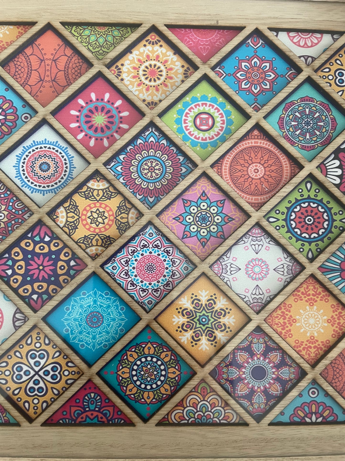 Plateau Oriental en Bois avec Motifs Zellige – Petit Format