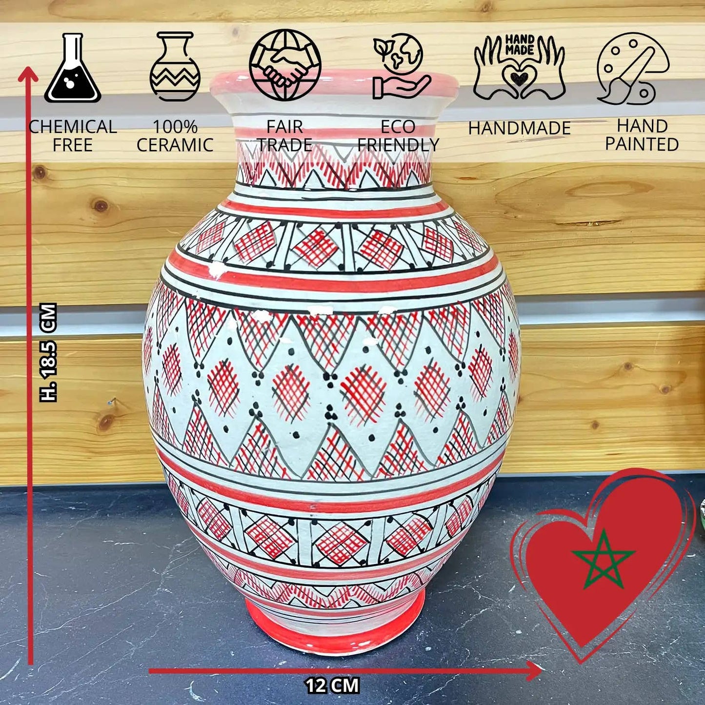 Vase Berbère Marocain En Céramique Terre Cuite De Safi