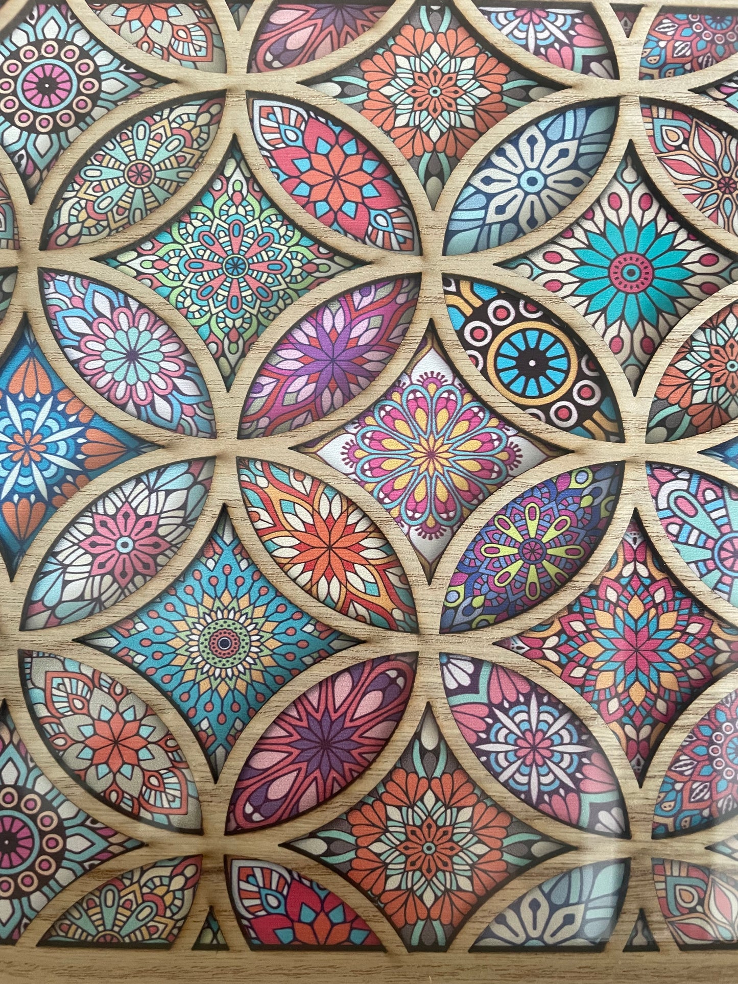 Plateau Oriental en Bois avec Motifs Zellige sous Verre – Grand Format – 3 Décors au Choix