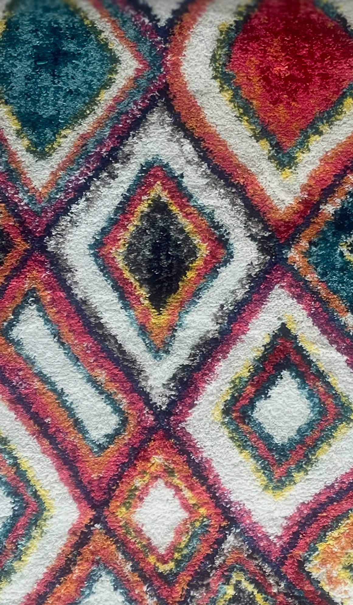 Tapis multicolore bohème – 60x110 cm – Motifs losanges et franges