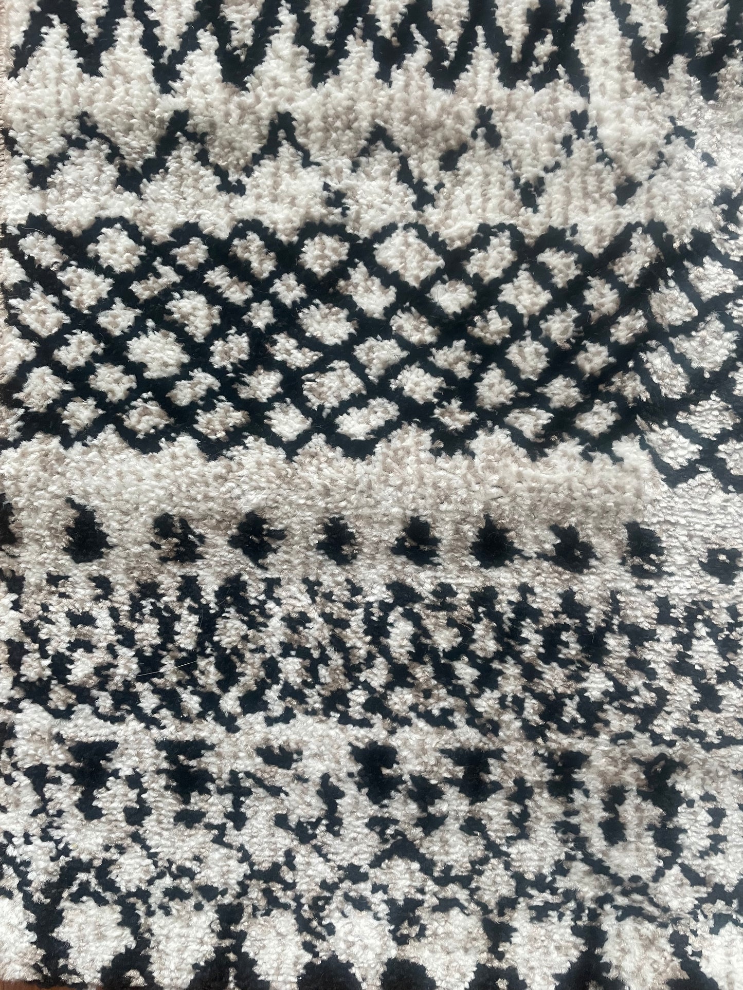 Tapis moderne à motifs géométriques noir et blanc – 60x110 cm – Style berbère