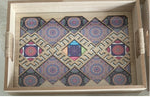 Plateau Oriental en Bois avec Motifs Zellige sous Verre – Grand Format – 3 Décors au Choix