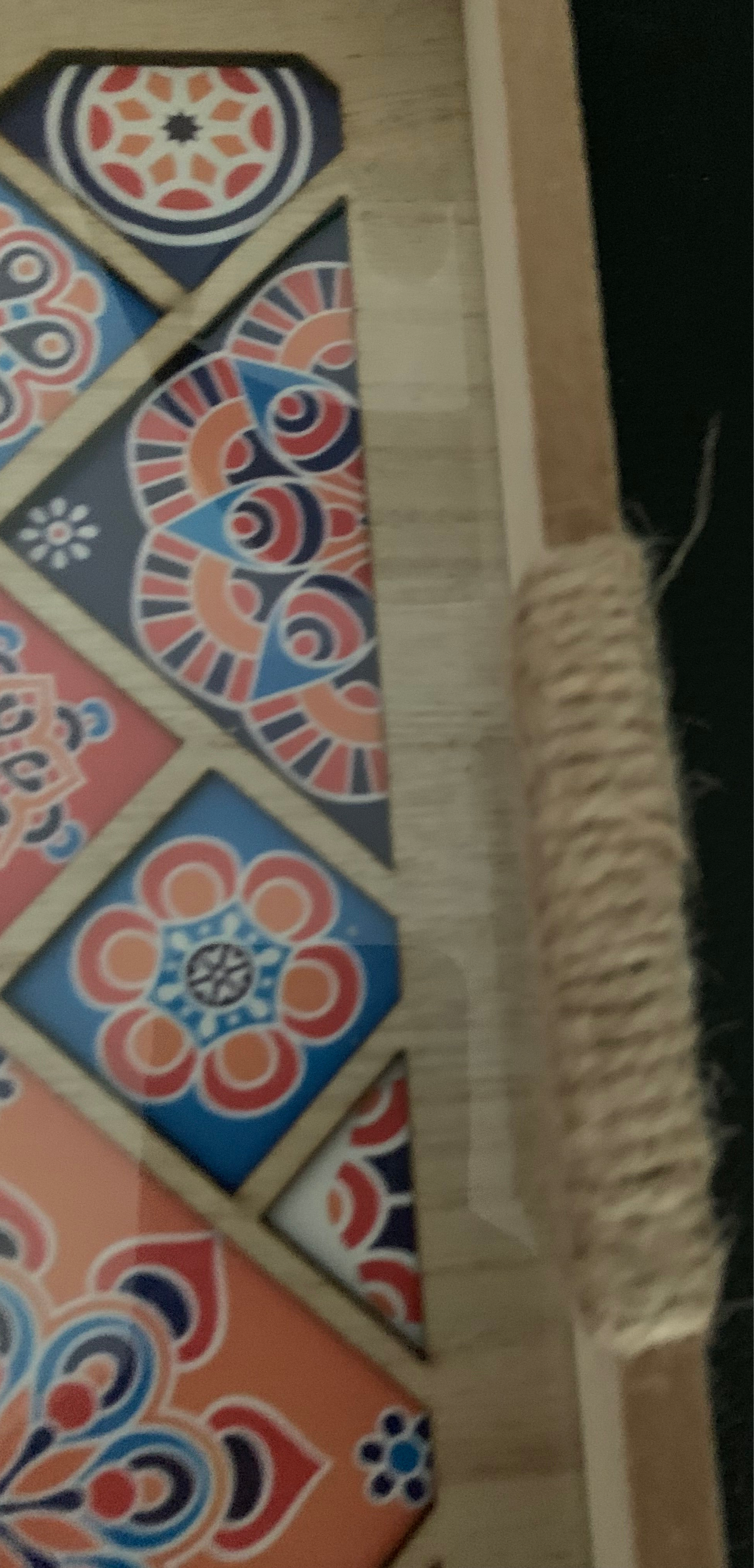 Plateau décoratif en bois (40x30cm) – fond motif zellige marocain