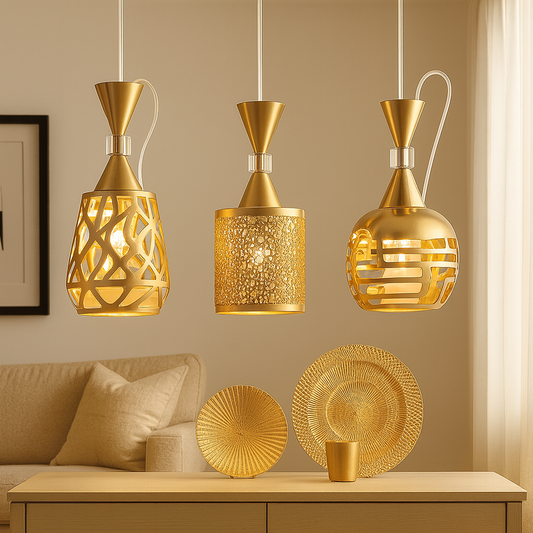 Suspension orientale dorée ajourée – Luminaire chic arabesque