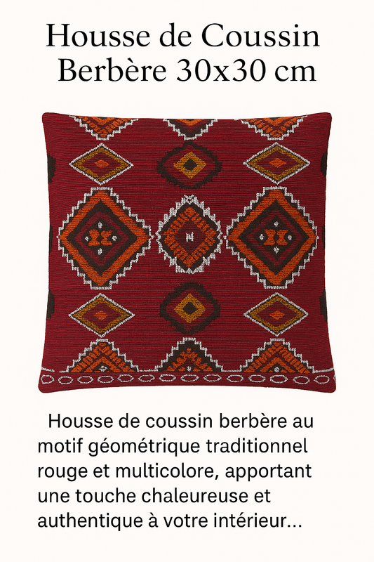 Lot 2 Housses de coussin berbères 30x30 cm – Décoration artisanale orientale