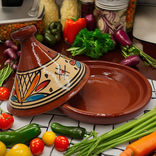 Tajine XL 35 cm en terre cuite peinte à la main