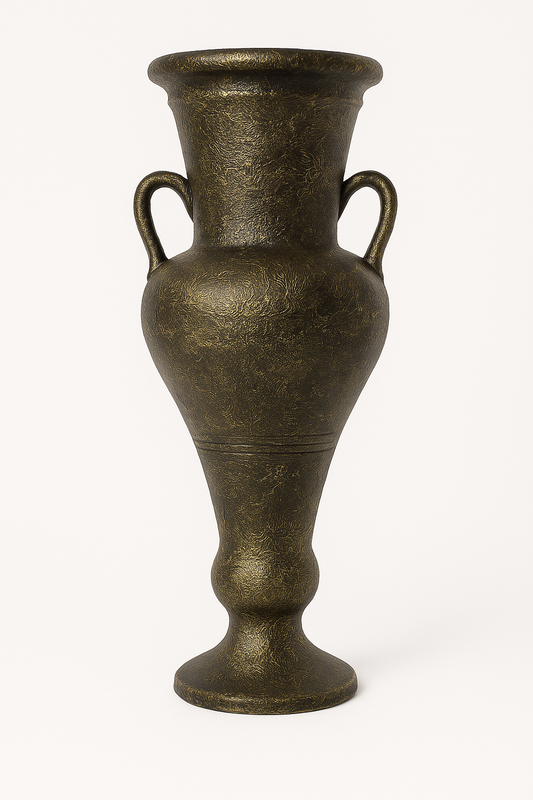 Grand vase décoratif oriental noir et doré- Fait main, 73 cm