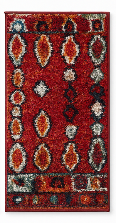Tapis berbère rouge – 60x110 cm – Motifs ethniques chaleureux