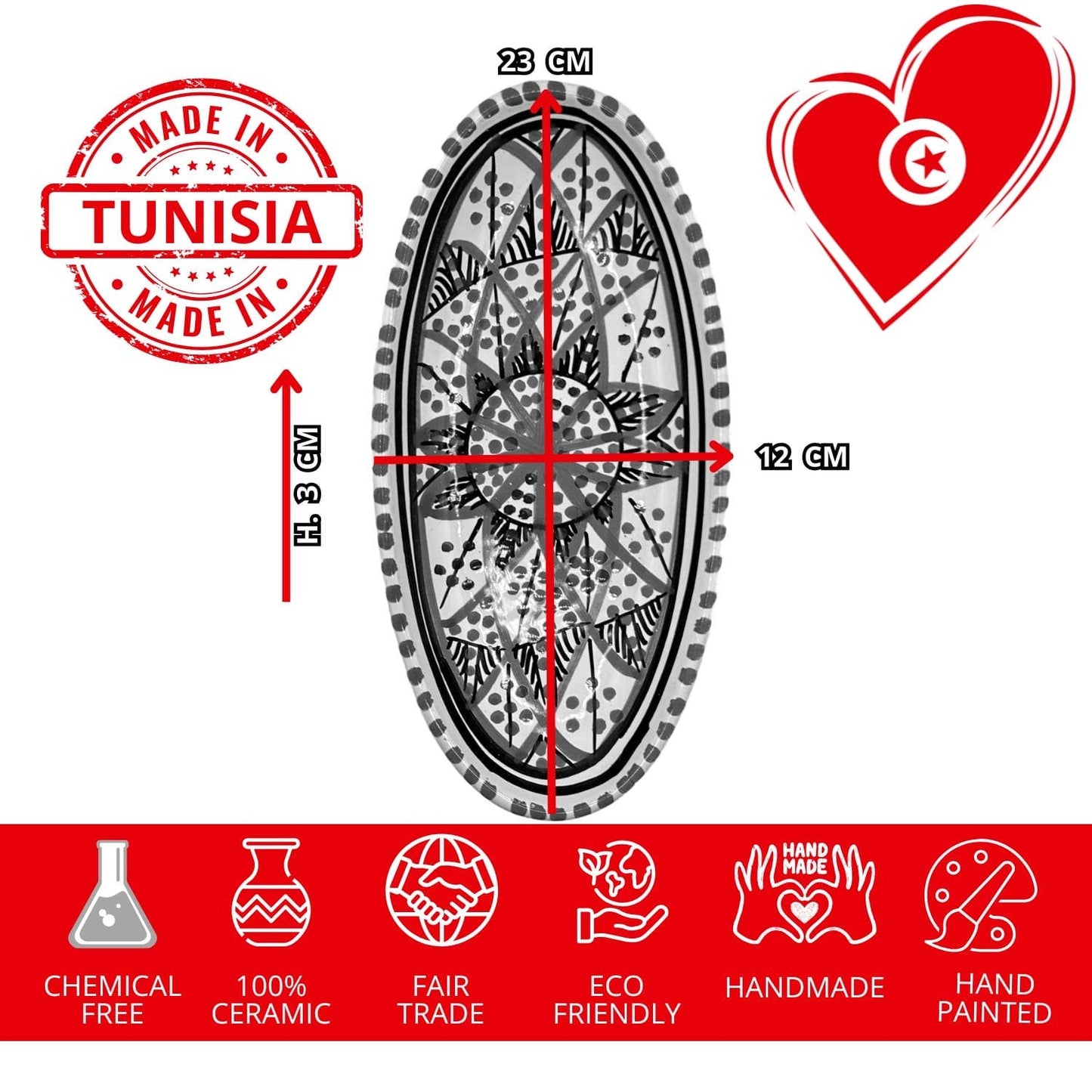 Plat Décoratif En Céramique Tunisienne Artisanale